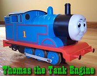 This Thomas has never been used outside as far as I can tell; he was almost in new condition and required only a tiny bit of wheel cleaning. Click for bigger photograph.