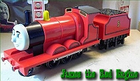 The first Isle of Sodor Railway Engine I bought, a James that needed a good cleaning but should run okay. Click for bigger image