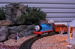 Thomas with gravel, working waterfall, and lighting. Click for bigger photo.