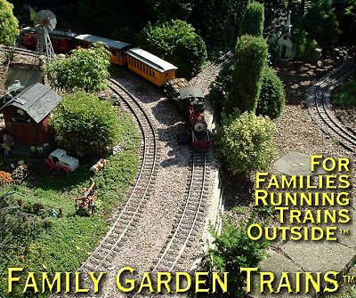 Family Garden Trains.  Railroad by Dan and Katy Hill, about 2005