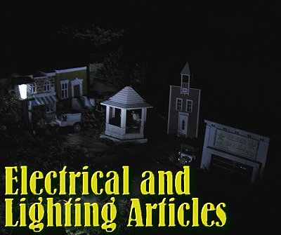 Garden Railroad Electrical and Lighting Articles. This photo is from our article about solar lighting. You may click to jump directly to that article.