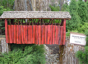 The Graham Road Bridge has been recreated in all natural materials. Click for bigger photo.