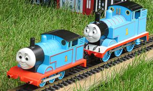 Bachmann and Lionel Thomas and Friends coaches side by side. Click for bigger photo.