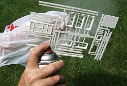 Move the spray past the parts to be painted, several inches away. Click for bigger photo.